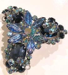 Blue Oval Molded/Cut Brooch