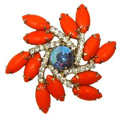 Orange Cabochons Brooch