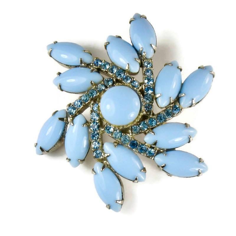 Front view of Blue Cabochons Brooch