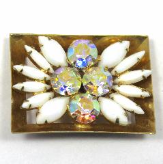 White (chalk Or Milk) Navettes Brooch