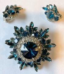 Blue Navettes Rivoli/Margarita Brooch