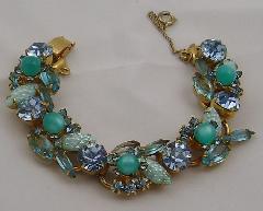 Blue Navettes Molded/Cut Bracelet 5 Link
