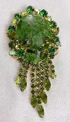 Green Cabochons Spotted Pin Pendant