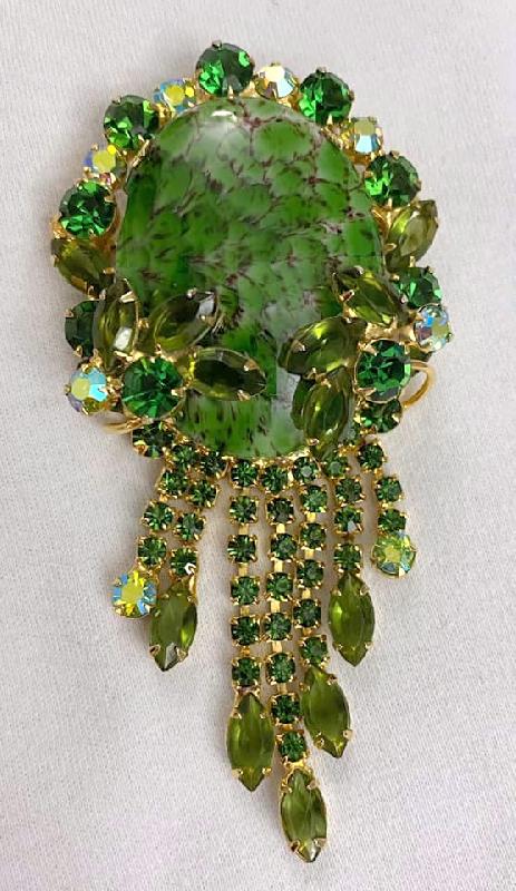 Front view of Green Cabochons Spotted Pin Pendant