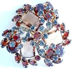 Multiple Colors Emerald Cut Brooch