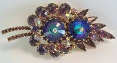 Purple (cardinal) Leaf Rivoli/Margarita Brooch