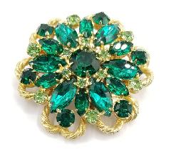 Green Navettes Brooch