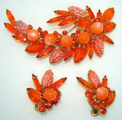 Orange Cabochons Molded/Cut Earrings Clip