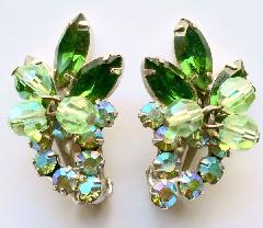 Green Navettes Earrings Clip
