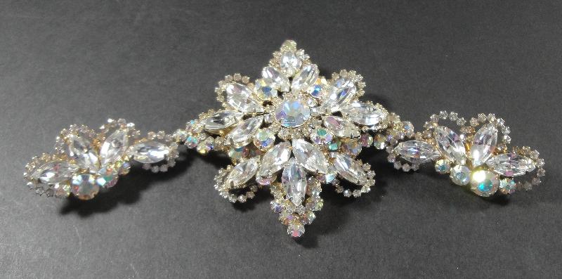 Front view of Clear Navettes Brooch