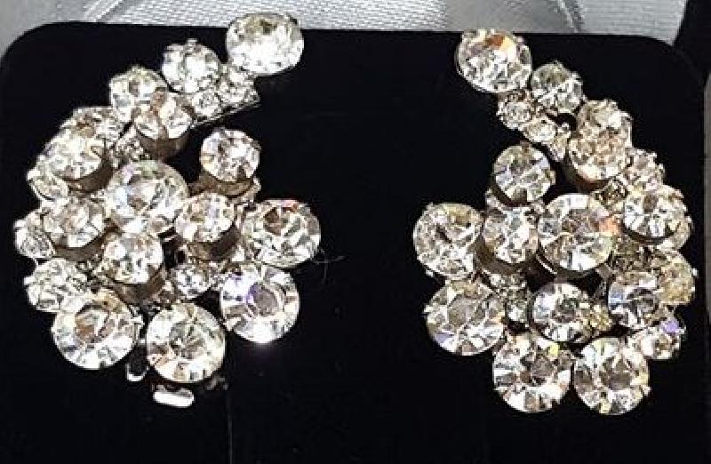 Front view of Clear Chatons Only Earrings Clip
