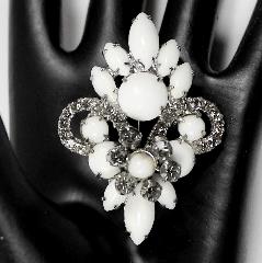 White (chalk Or Milk) Cabochons Brooch