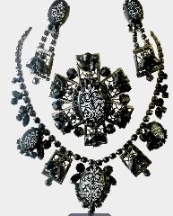 Black (jet) Cabochons Painted (hand/Transfer) Brooch