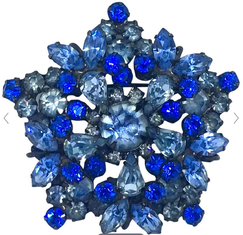 Front view of Blue Pear Brooch