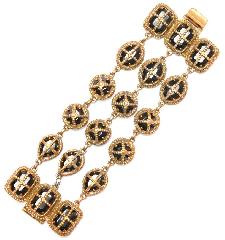 Black (jet) Emerald Cut Bracelet Flat Push In