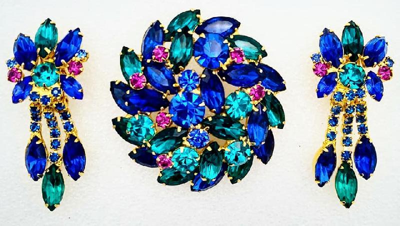 Front view of Multiple Colors Navettes Brooch