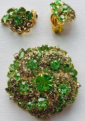 Green Navettes Earrings Clip