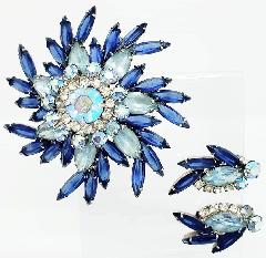 Blue Navettes Earrings Clip