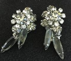 Gray (black Diamond) Navettes Earrings Clip