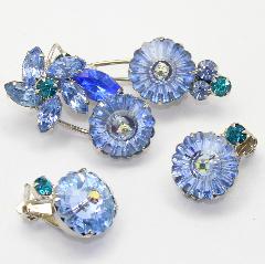 Blue Chatons Only Rivoli/Margarita Earrings Clip