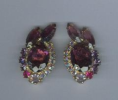 Purple (cardinal) Oval Earrings Clip