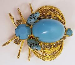 Turquoise Cabochons Plastic Brooch
