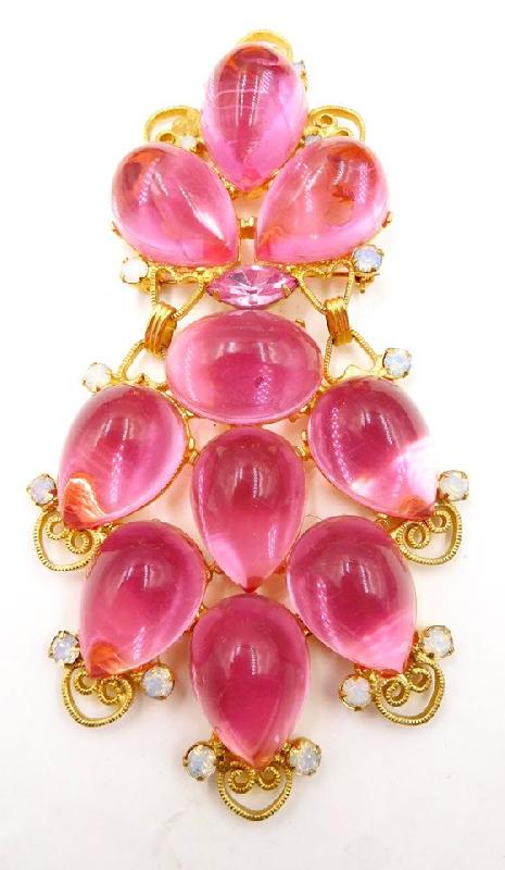 Front view of Pink Cabochons Pin Pendant