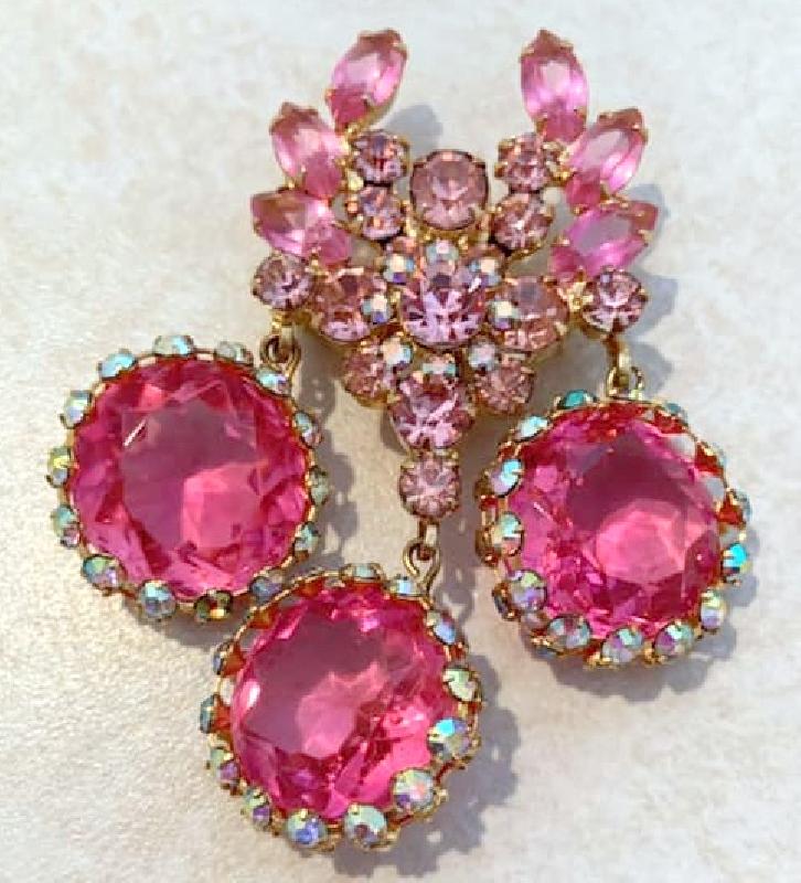 Front view of Pink Framed Disks Brooch