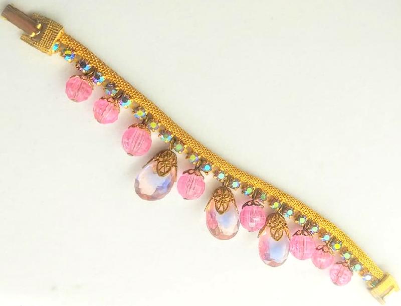 Front view of Pink Pear Givre Bracelet Flat Fold Over