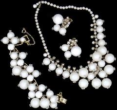 White (chalk Or Milk) Cabochons Plastic Necklace