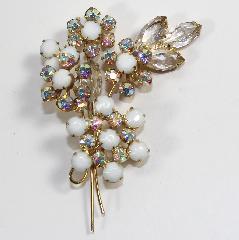 White (chalk Or Milk) Navettes Brooch