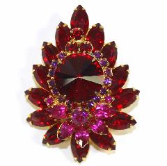 Red Navettes Rivoli/Margarita Pin Pendant