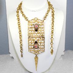Black (jet) Cabochons Painted (hand/Transfer) Necklace
