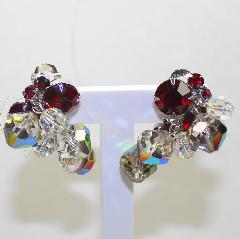Red Chatons Only Earrings Clip