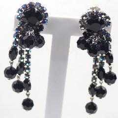 Black (jet) Navettes Earrings Clip