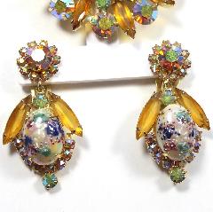 Topaz Navettes Painted (hand/Transfer) Earrings Clip