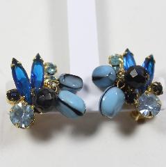Blue Navettes Earrings Clip