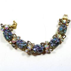 Gray (black Diamond) Cabochons Molded/Cut Bracelet 5 Link
