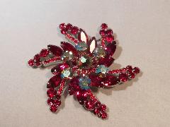 Red Navettes Brooch