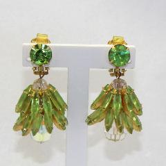 Green Navettes Earrings Clip