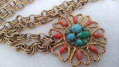 Multiple Colors Cabochons Striped Belt