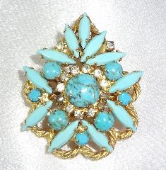 Turquoise Cabochons Spotted Pin Pendant