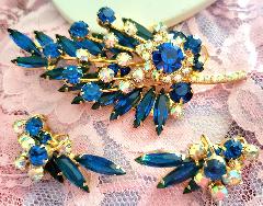 Blue Navettes Earrings Clip