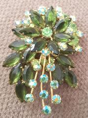 Green Navettes Brooch