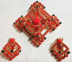 Red Chatons Only Brooch