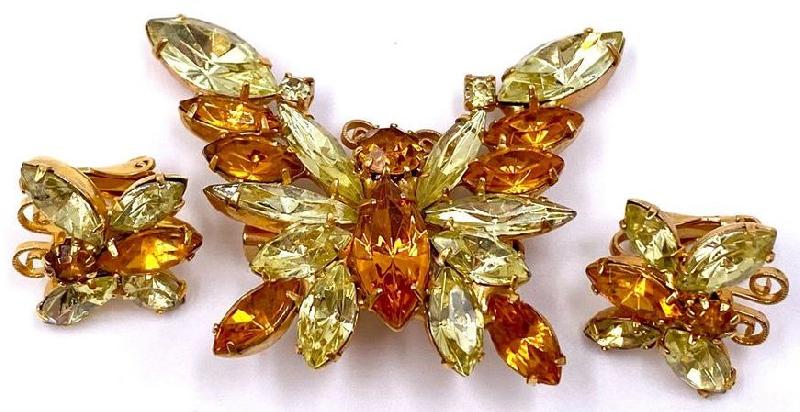 Front view of Topaz Navettes Brooch