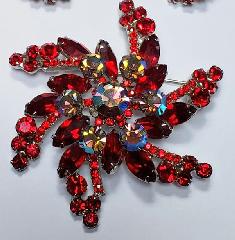 Red Navettes Brooch