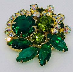 Green Navettes Brooch