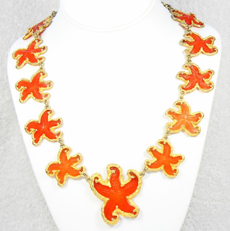 Front view of Orange Plastic Necklace