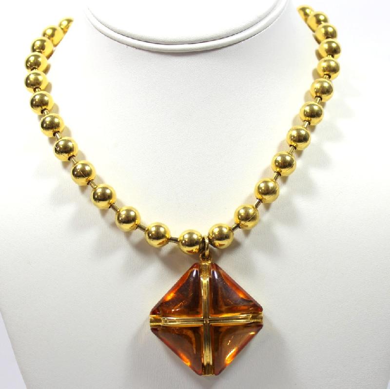 Front view of Topaz Square Necklace